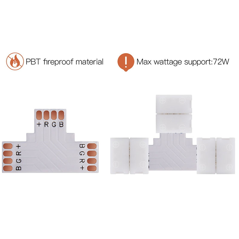T Shape 4 Pin Solderless LED Fast Conector Accessories For Width 10mm RGB LED Strip Lights T Shape 4 Pin Solderless LED Fast Conector Accessories For Width 10mm RGB LED Strip Lights